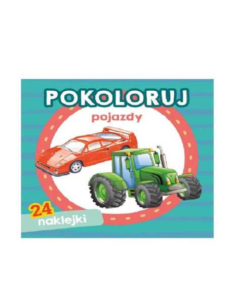 KOLOROWANKA POKOLORUJ "POJAZDY + NAKLEJKI"