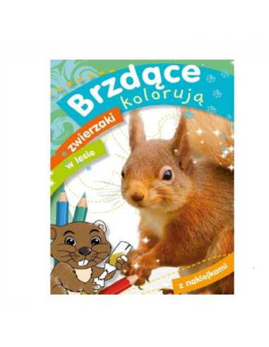 KOLOROWANKA Z NAKLEJKAMI "Brzdące kolorują zwierzaki w lesie"